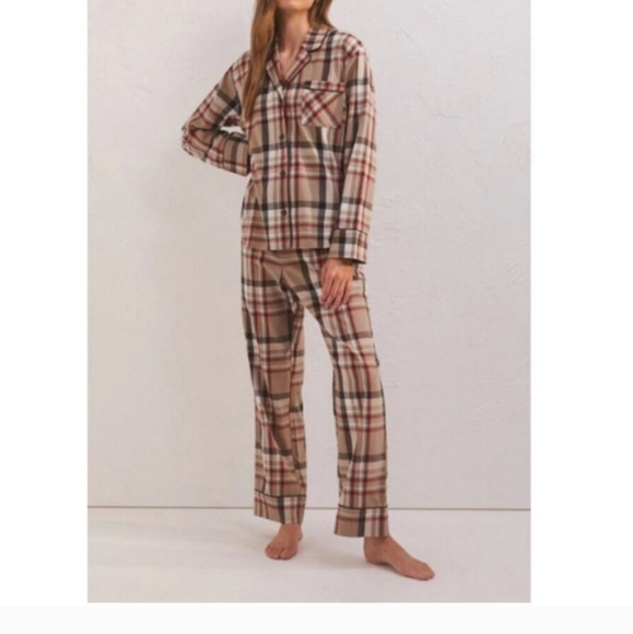 Z Supply Dreamer Plaid Pajama Set, Size Medium - Picture 1 of 8